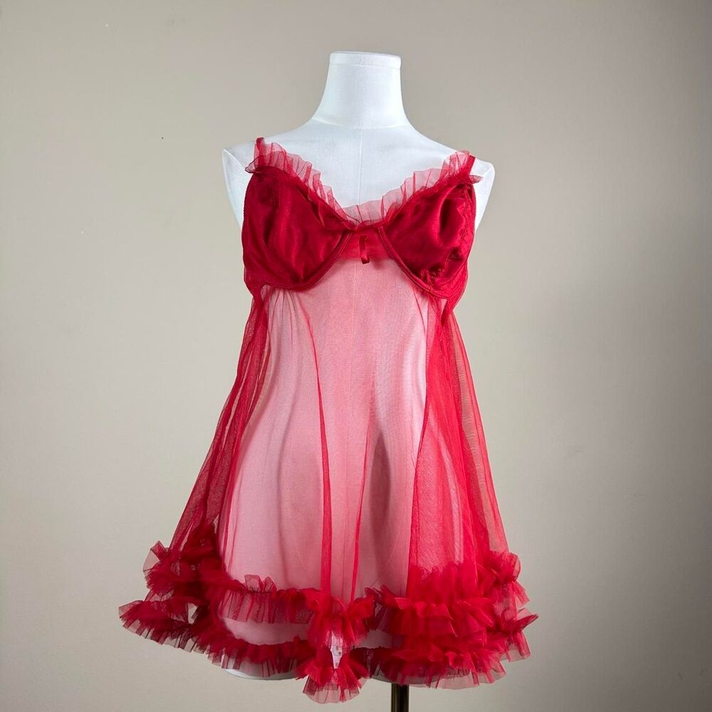 Jezebel Red Ruffle Slip Dress